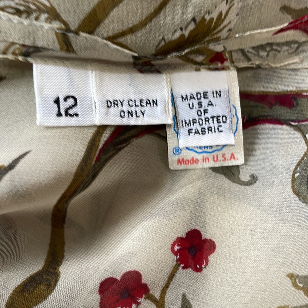 GLORIA SACHS Vintage Silky Sheer Floral Blouse with Scarf - Picture 8 of 10